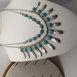 Lucky Brand Silver and Turquoise Necklace